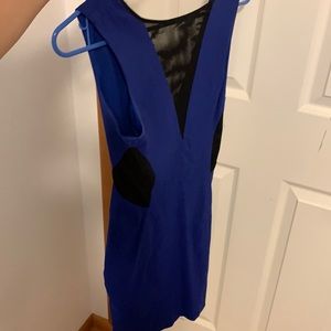 Blue cut out mesh dress